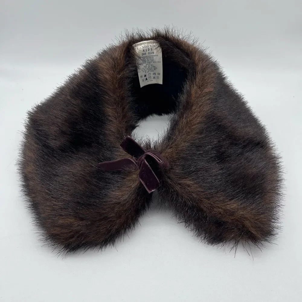 Lands End Faux Fur Collar Kids One Size 17”